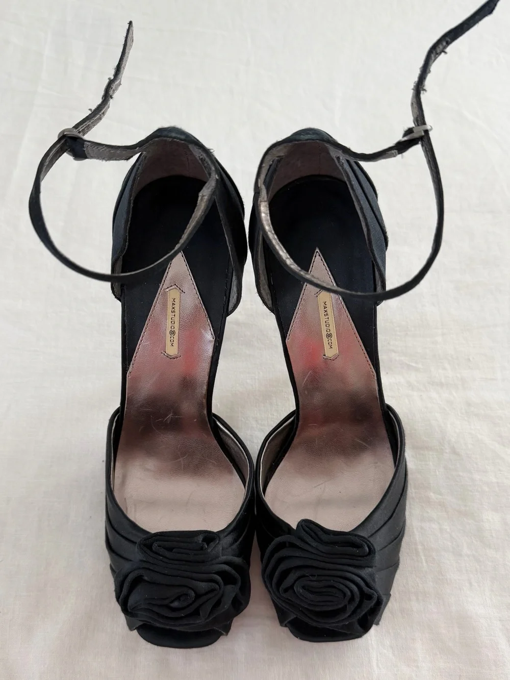 Max Studio Black Satin d’Orsay Heels with Rosette